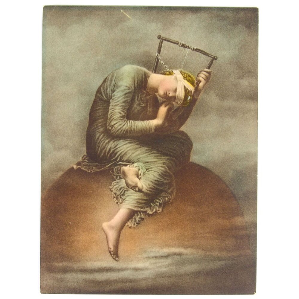 Vtg c1890s Antique Print HOPE by George Frederic Watts - Taber Prang Near-Mint